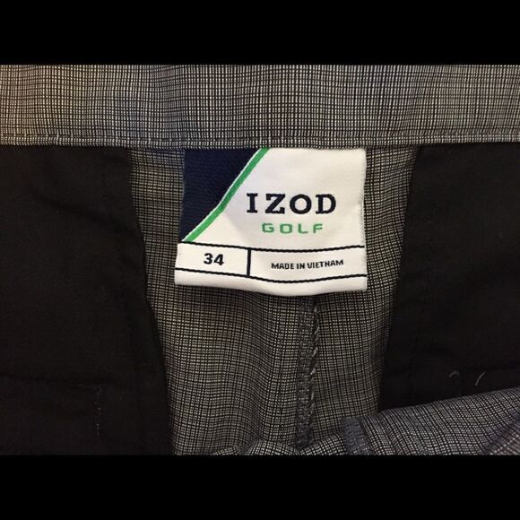 NWOT IZOD Grey Plaid Tech Golf shorts Moisture Sun Protection Mens Sz 34 - Picture 5 of 5